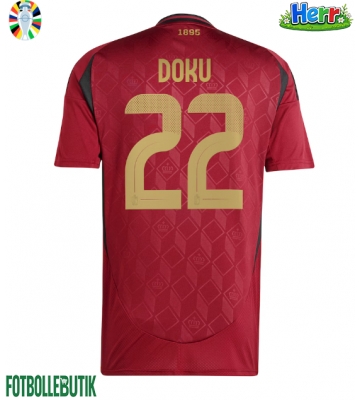 Belgien Jeremy Doku #22 Hemmatröja EM 2024 Kortärmad